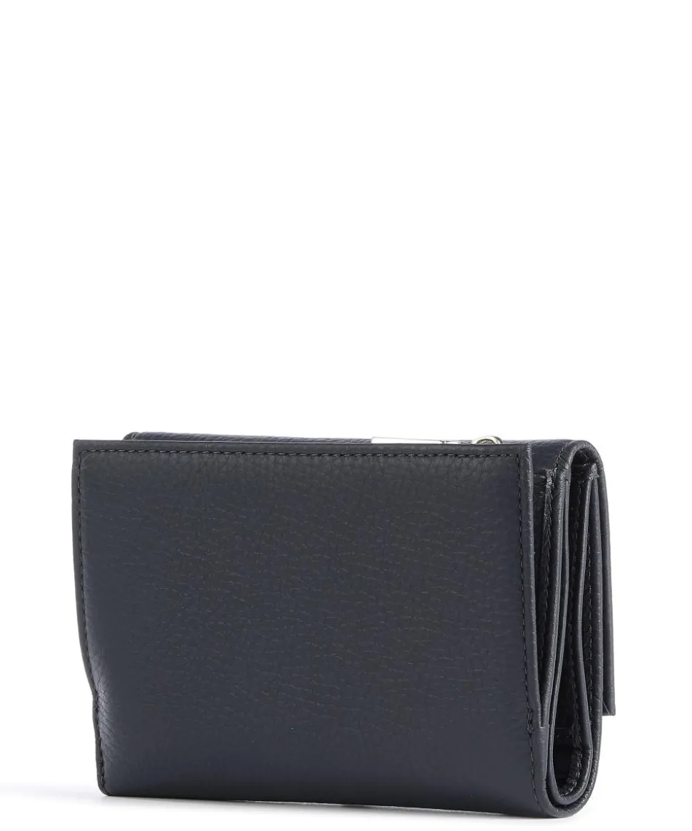 Metallic Soft Geldbörse genarbtes Leder navy