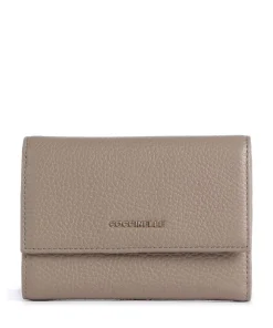 Metallic Soft Geldbörse genarbtes Leder taupe