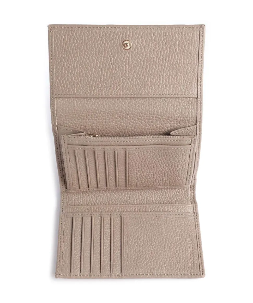 Metallic Soft Geldbörse genarbtes Leder taupe