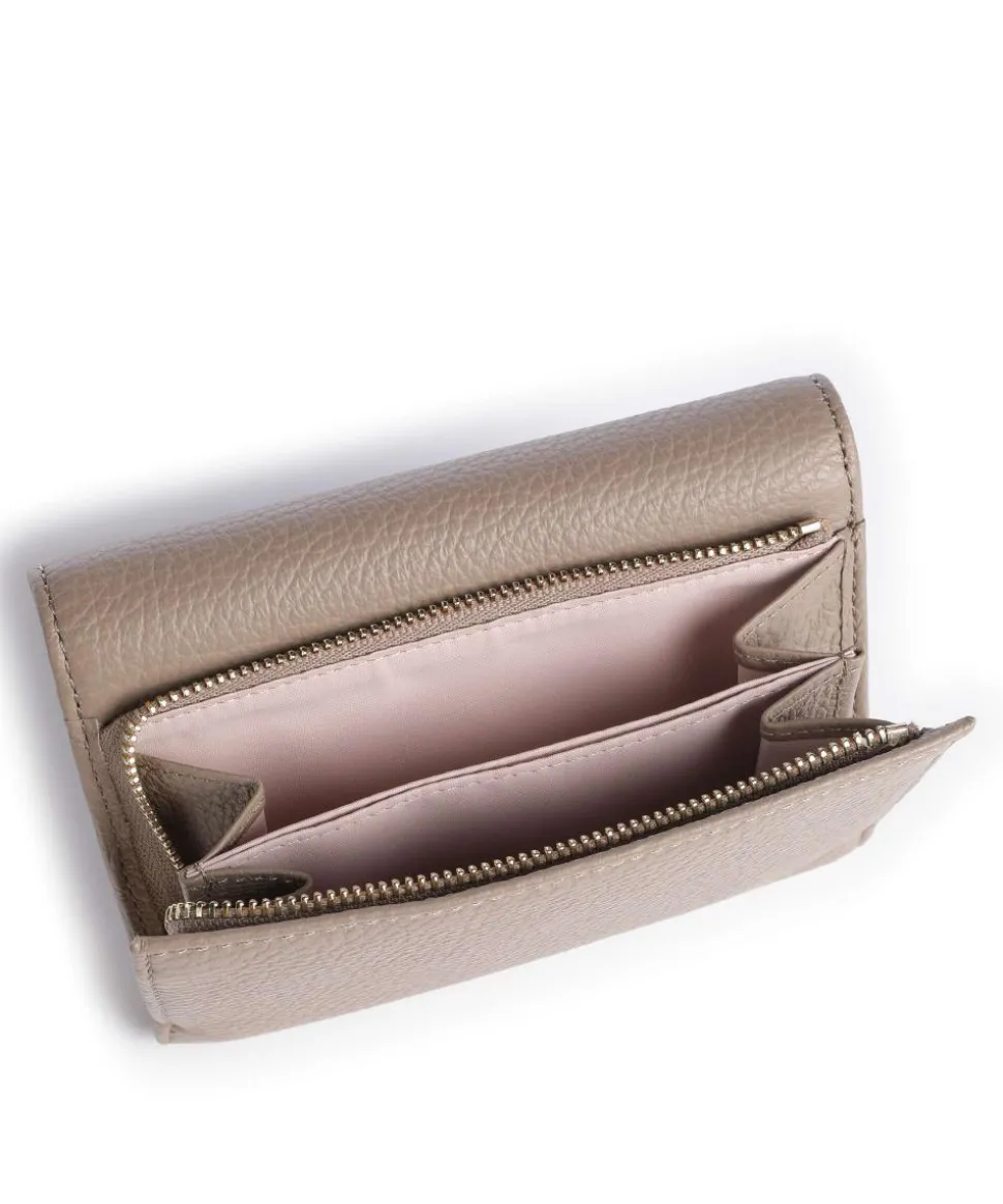 Metallic Soft Geldbörse genarbtes Leder taupe