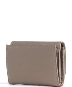 Metallic Soft Geldbörse genarbtes Leder taupe