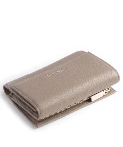 Metallic Soft Geldbörse genarbtes Leder taupe