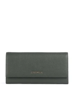 Metallic Soft Geldbörse genarbtes Leder dunkelgrün