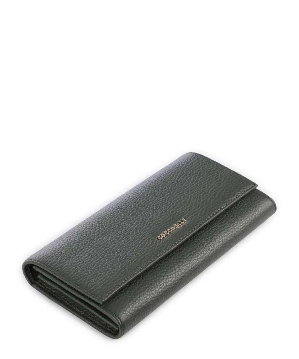 Metallic Soft Geldbörse genarbtes Leder dunkelgrün