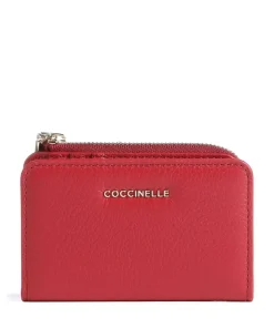 Metallic Soft Geldbörse genarbtes Leder rot