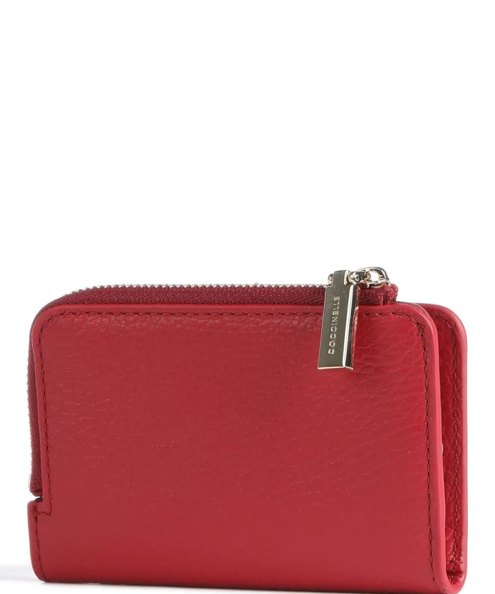 Metallic Soft Geldbörse genarbtes Leder rot