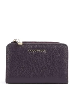 Metallic Soft Geldbörse genarbtes Leder pflaume