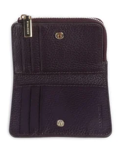 Metallic Soft Geldbörse genarbtes Leder pflaume