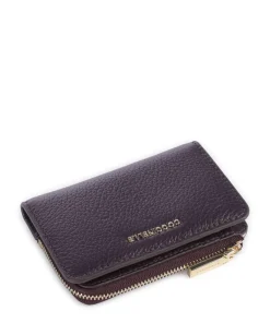 Metallic Soft Geldbörse genarbtes Leder pflaume