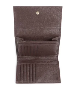 Metallic Soft Geldbörse genarbtes Leder dunkelbraun