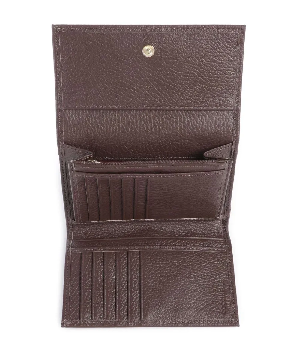 Metallic Soft Geldbörse genarbtes Leder dunkelbraun