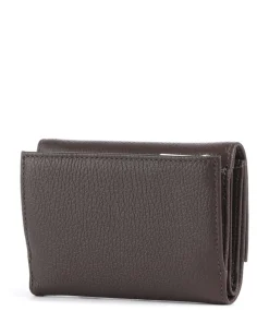 Metallic Soft Geldbörse genarbtes Leder dunkelbraun