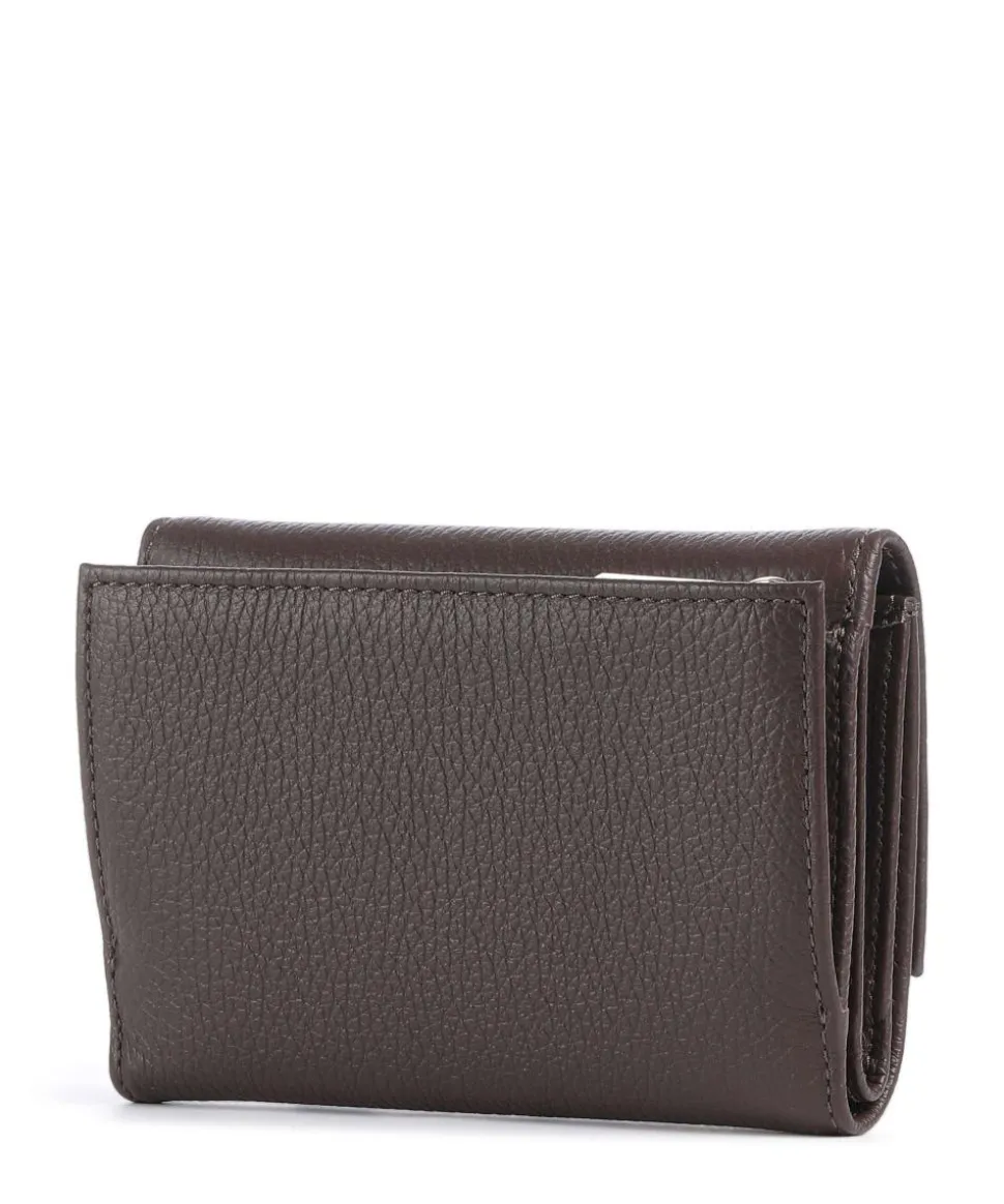 Metallic Soft Geldbörse genarbtes Leder dunkelbraun