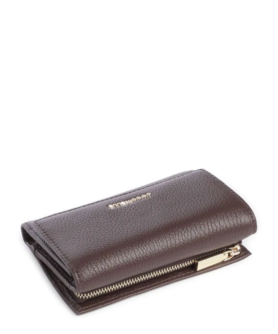 Metallic Soft Geldbörse genarbtes Leder dunkelbraun