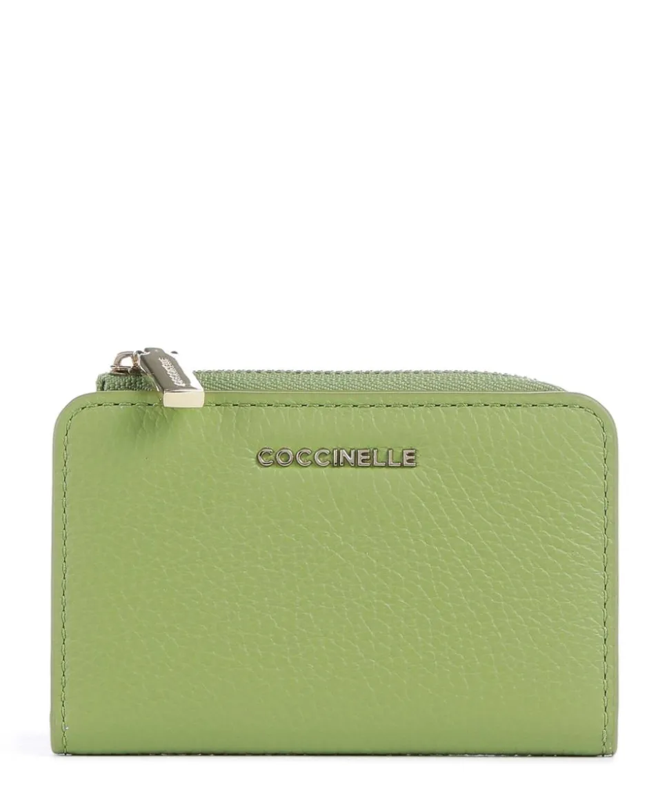 Metallic Soft Geldbörse genarbtes Leder hellgrün