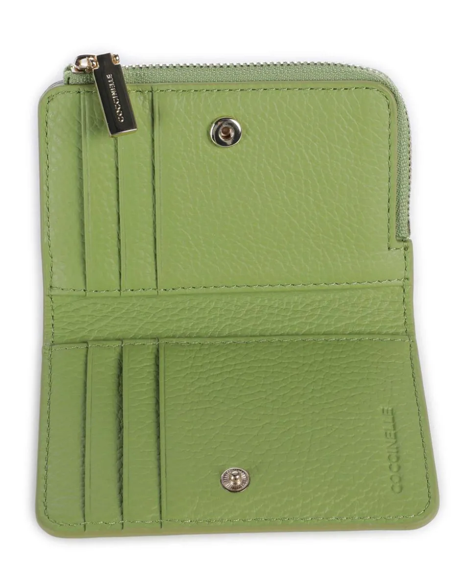 Metallic Soft Geldbörse genarbtes Leder hellgrün