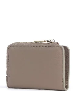 Metallic Soft Geldbörse genarbtes Leder taupe