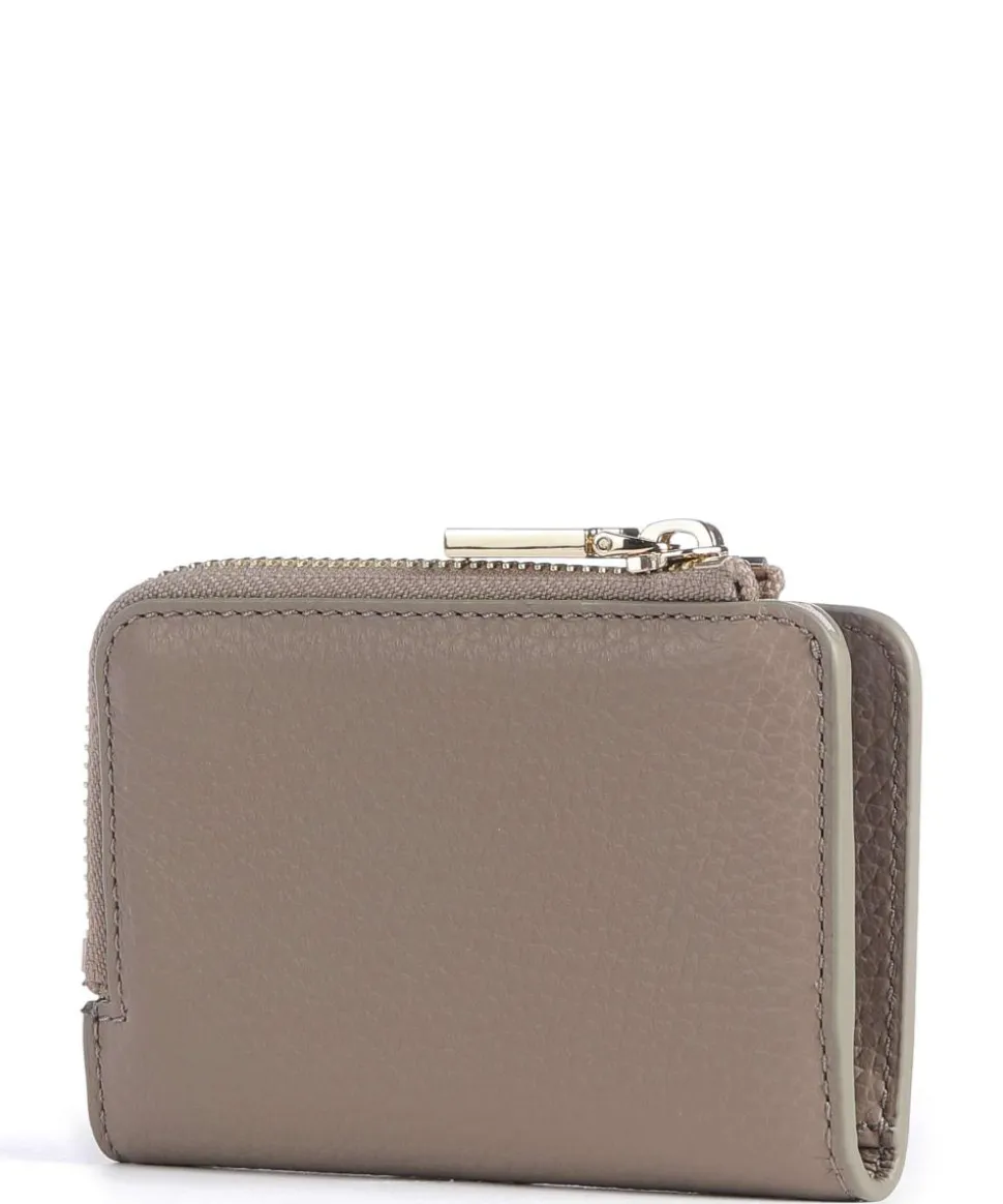 Metallic Soft Geldbörse genarbtes Leder taupe
