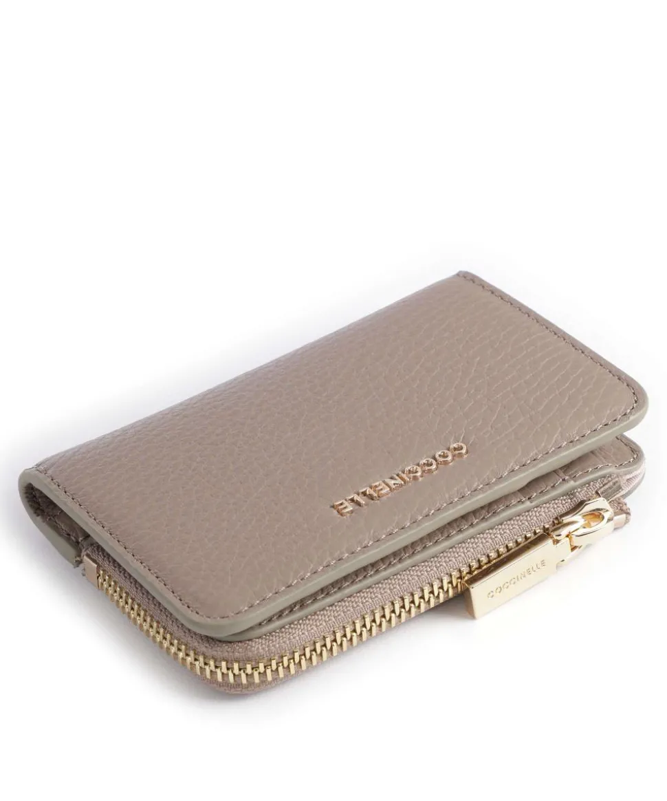 Metallic Soft Geldbörse genarbtes Leder taupe