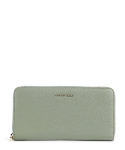 Metallic Soft Geldbörse genarbtes Leder graugrün