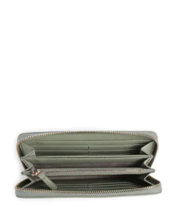 Metallic Soft Geldbörse genarbtes Leder graugrün