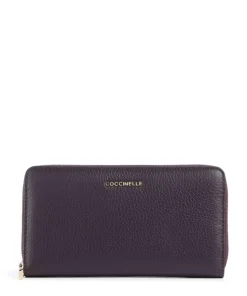 Metallic Soft Geldbörse genarbtes Leder pflaume