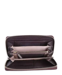 Metallic Soft Geldbörse genarbtes Leder pflaume