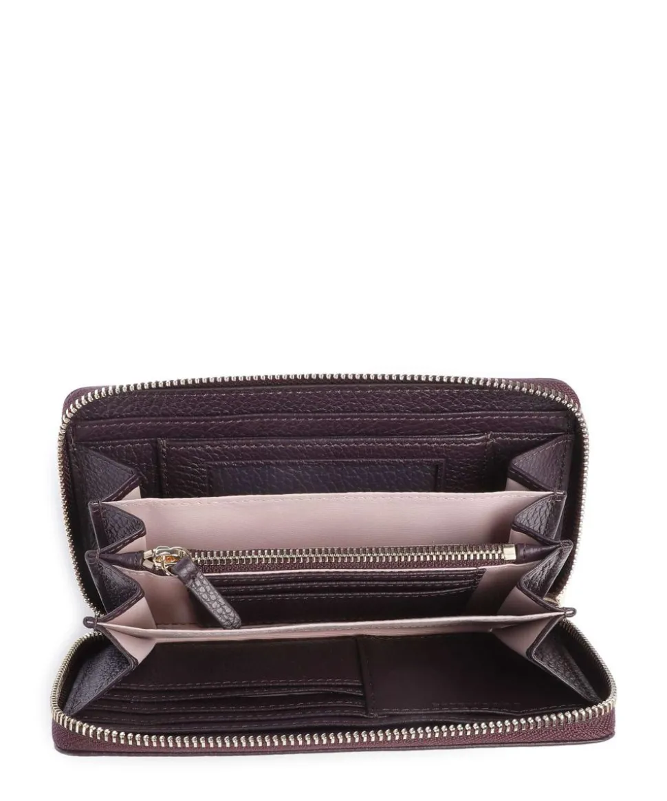 Metallic Soft Geldbörse genarbtes Leder pflaume