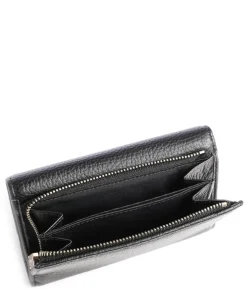 Metallic Soft Geldbörse genarbtes Leder schwarz