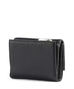 Metallic Soft Geldbörse genarbtes Leder schwarz