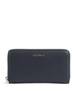 Metallic Soft Geldbörse genarbtes Leder dunkelblau