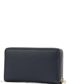 Metallic Soft Geldbörse genarbtes Leder dunkelblau