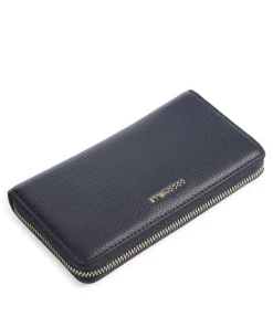 Metallic Soft Geldbörse genarbtes Leder dunkelblau