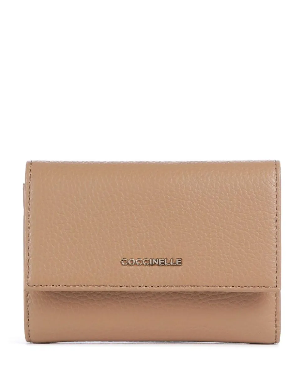 Metallic Soft Geldbörse genarbtes Leder hellbraun