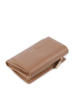 Metallic Soft Geldbörse genarbtes Leder hellbraun