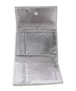 Metallic Soft Geldbörse genarbtes Leder silber