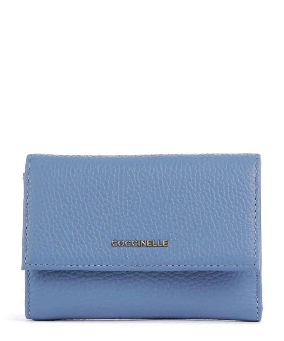 Metallic Soft Geldbörse genarbtes Leder blau