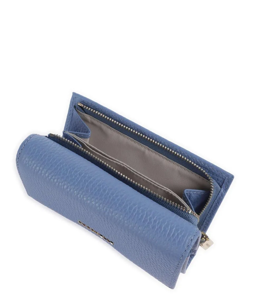 Metallic Soft Geldbörse genarbtes Leder blau