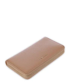 Metallic Soft Geldbörse genarbtes Leder hellbraun