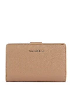 Metallic Soft Geldbörse genarbtes Rindsleder hellbraun