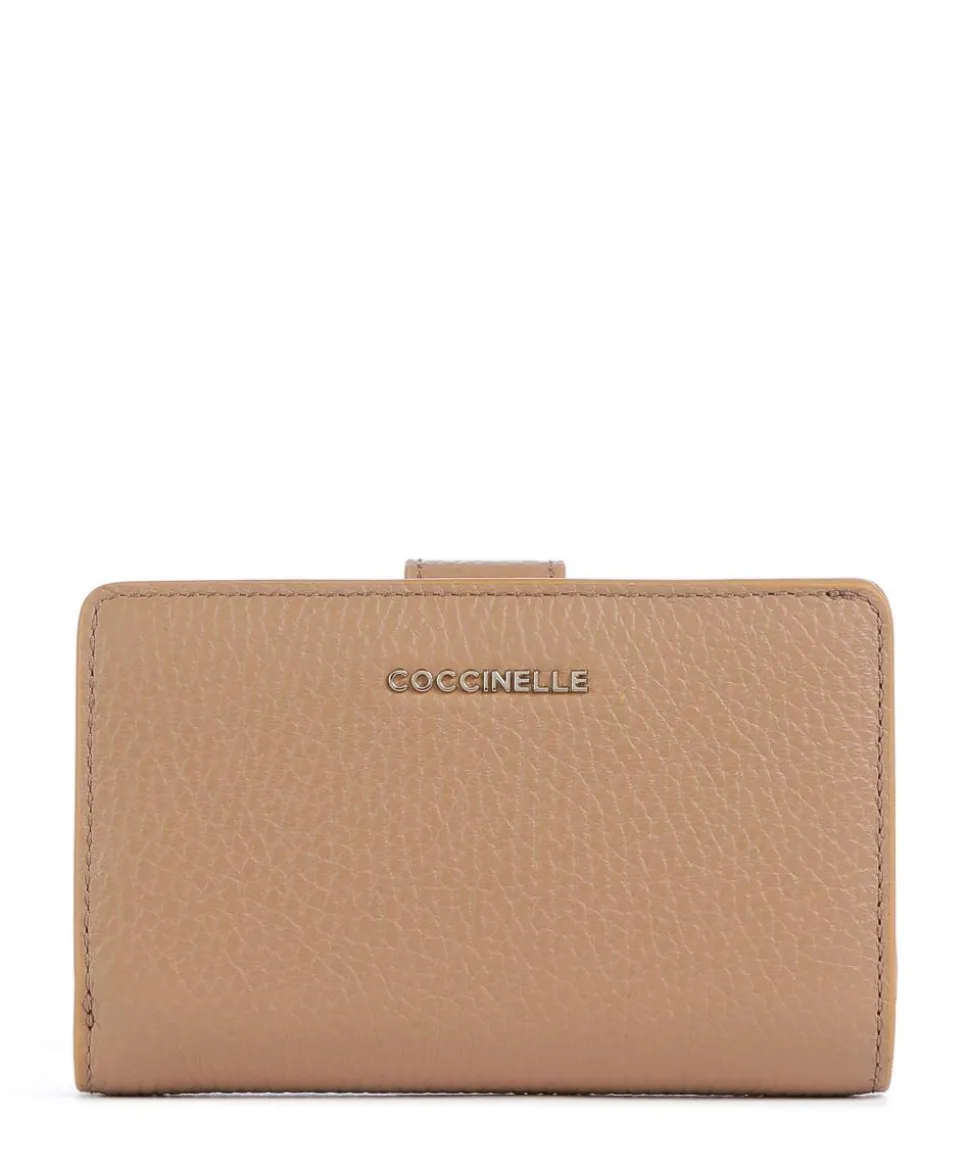 Metallic Soft Geldbörse genarbtes Rindsleder hellbraun