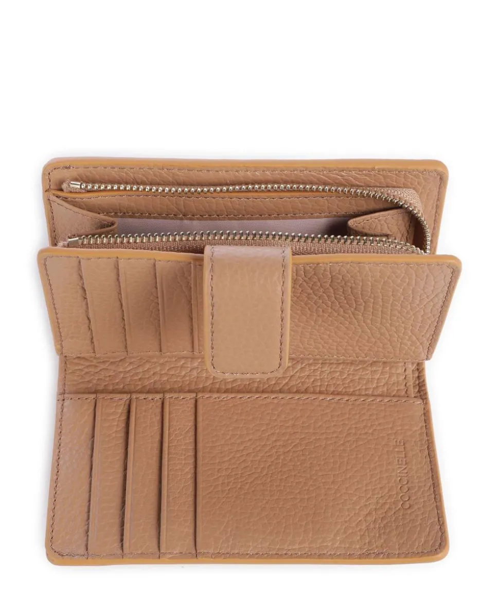 Metallic Soft Geldbörse genarbtes Rindsleder hellbraun