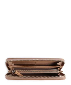 Metallic Soft Geldbörse genarbtes Leder hellbraun