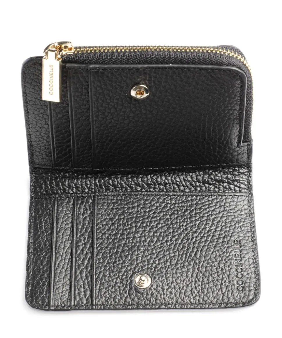 Metallic Soft Geldbörse genarbtes Leder schwarz