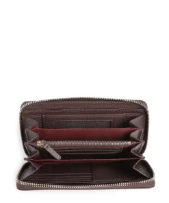 Metallic Soft Geldbörse genarbtes Leder dunkelbraun