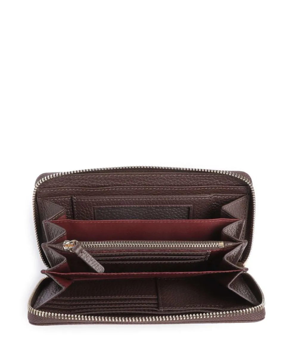 Metallic Soft Geldbörse genarbtes Leder dunkelbraun