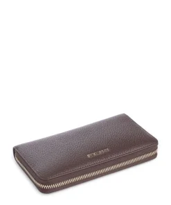 Metallic Soft Geldbörse genarbtes Leder dunkelbraun