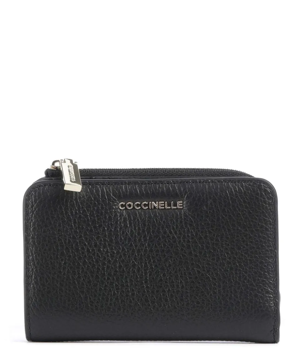 Metallic Soft RFID Geldbörse genarbtes Rindsleder schwarz