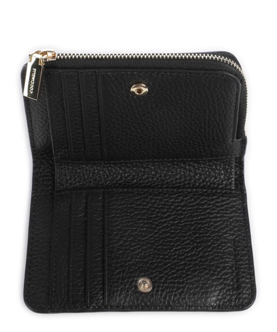Metallic Soft RFID Geldbörse genarbtes Rindsleder schwarz