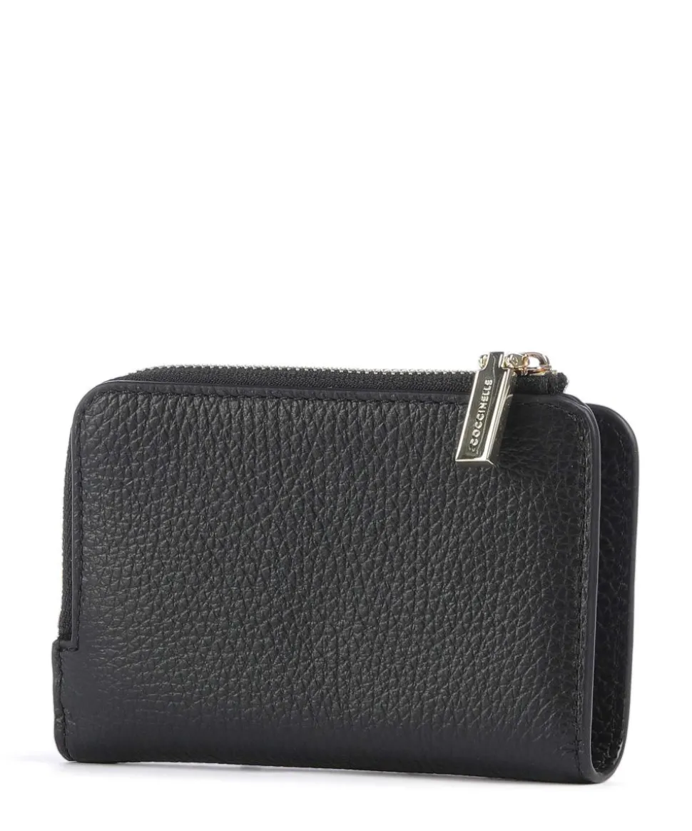 Metallic Soft RFID Geldbörse genarbtes Rindsleder schwarz